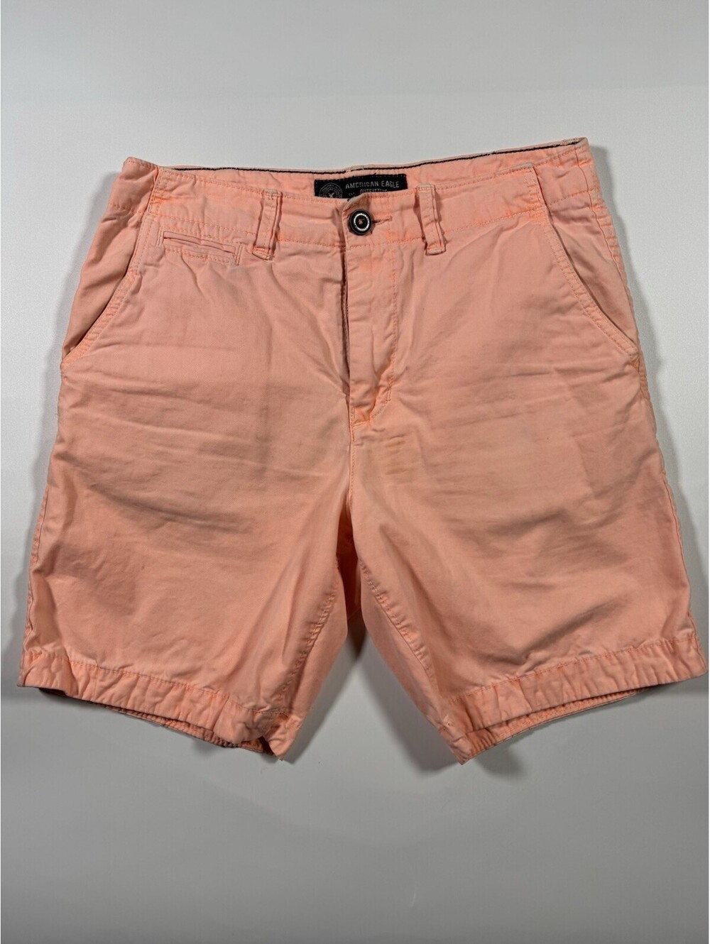 American Eagle Prep Chino Shorts Mens 30 Salmon Coral Pink 100% Cotton 8” Inseam